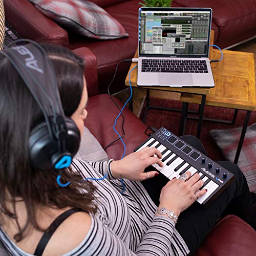 Alesis V-Mini - Teclado Controlador USB MIDI portátil 25 teclas, 4 almohadillas sensibles retroiluminadas, 4 codificadores asignables y un paquete de software profesional con ProTools | First incluido
