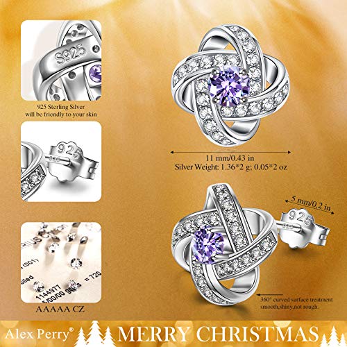 Alex Perry Pendientes Plata 925 Regalos para mujeres Niñas Regalo Morado Joyas personalizadas Día de San Valentín Día de la madre Regalos de cumpleaños de Navidad para mamá Su esposa Novia