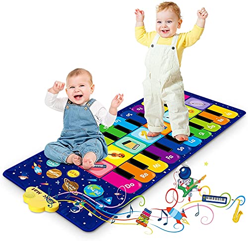 Alfombra de Piano, Alfombra Musical de Teclado para Bebé, Alfombra para Piano Juguetes Musicales Regalos para Niños Niñas de 1 a 5 Años (120 x 48 cm)