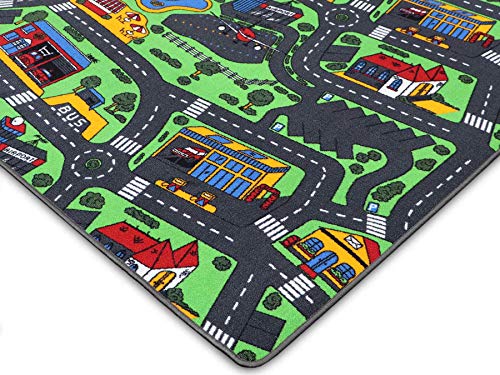 Alfombra Infatil CIUDAD 140cm x 200cm, Alfombra Coches Circuito | Alfombra Carretera Infantil de Juegos