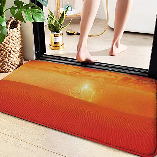 Alfombrilla de baño antideslizante, para baño o ducha,Naturaleza, paisaje desértico árabe caliente Puesta de sol esp, alfombra de suelo absorbente, para sala de estar, sofá, cojín, caucho, 60 x 100 cm