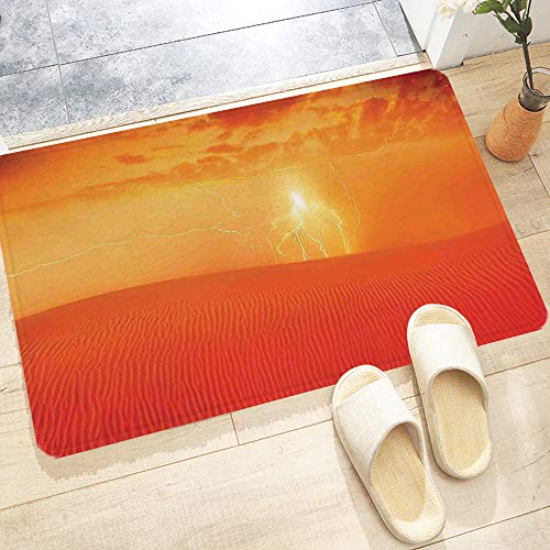Alfombrilla de baño antideslizante, para baño o ducha,Naturaleza, paisaje desértico árabe caliente Puesta de sol esp, alfombra de suelo absorbente, para sala de estar, sofá, cojín, caucho, 60 x 100 cm
