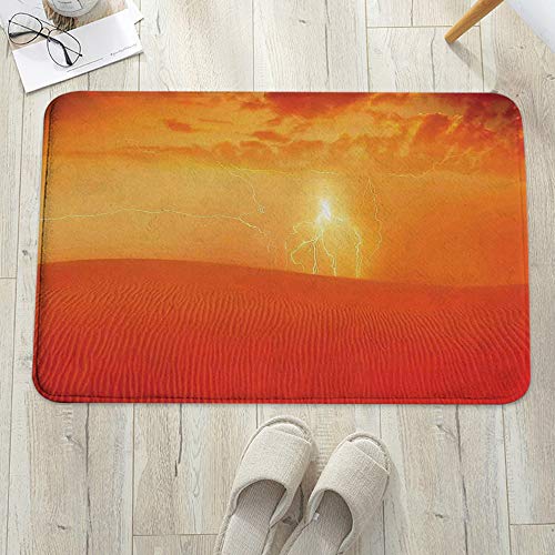 Alfombrilla de baño antideslizante, para baño o ducha,Naturaleza, paisaje desértico árabe caliente Puesta de sol esp, alfombra de suelo absorbente, para sala de estar, sofá, cojín, caucho, 60 x 100 cm