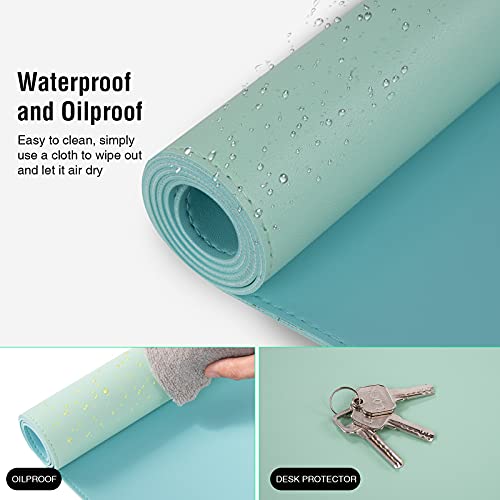 Alfombrilla de Escritorio, 32*16 Pulgadas Estera del Escritorio de Oficina PINKCAT Alfombrilla de Ratón para Escritorio Hecho de Cuero PU, Protector del Escritorio del Ordenador portátil, Doble Cara