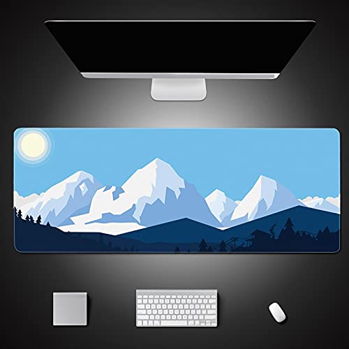 Alfombrilla de Ratón Grande con Estampado de Flores Alfombrilla de Ratón Grande de Goma para Oficina Teclado Borde de Bloqueo Alfombrilla de Escritorio para Ordenador Portátil 900X400X3Mm