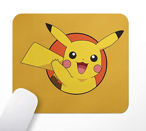 Alfombrilla para ratón de escritorio de juegos, diseño de Pokémon Pikachu, antideslizante con base de goma, 24 x 20 cm, ordenador PC, con una superficie textil suave y efecto antiestático
