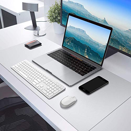 Alfombrilla Ratón Escritorio Grande 800x400x2mm Antideslizante e Impermeable Cuero PU Ideal para Portátil, Teclado, Gaming Hogar y Oficina Ultra Delgada Doble Cara-rosa y plata