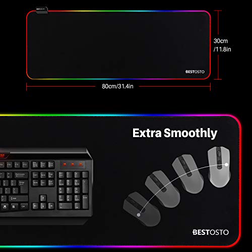 Alfombrilla RGB Alfombrilla Gaming XXL - Alfombrilla de Ratón RGB con 14 Modos de Luz, Alfombrilla Raton Gaming con USB Impermeable Antideslizante, Alfombrillas Gaming RGB para PC y Jugador