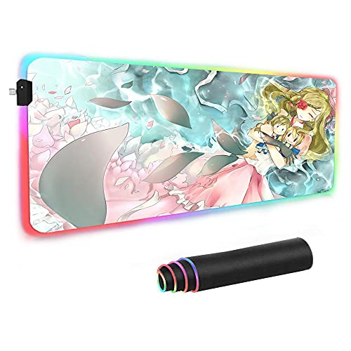 Alfombrillas de ratón Anime Fairy Tail Girl RGB Mouse Pad Gamer LED Mousepad Alfombrilla de Juego Grande Superficie Lisa Impermeable para Juegos Teclado de PC 600x300x4mm