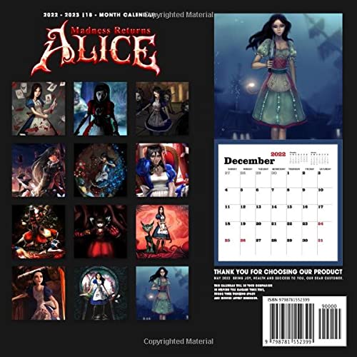 Alice Madness Returns 2022 Calendar: Cartoon 2022 OFFICIAL calendar -Alice Madness Returns Weekly & Monthly Planner with Notes Section for Alls Alice ... 17X11" - Kalendar calendario calendrier.2