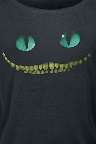 Alicia en el País de Las Maravillas Gato Chesire - Smile Mujer Camiseta Manga Larga Negro M