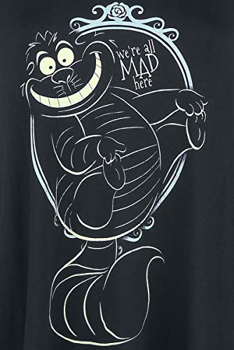 Alicia en el País de Las Maravillas We're All Mad Here Mujer Camiseta Negro S