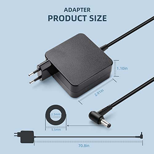 Alimentación 65W Cargador de PC portátil 19V 3.42A para ASUS F550C F555L F555C F555U F550L F551M F554 F554LA F554L F554LA X550C X552C X551 X554L X52J Adaptador de Corriente para computadora portátil