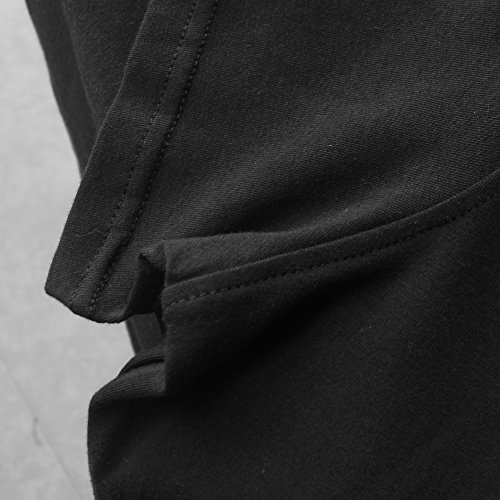 Alivebody - Camiseta de algodón de manga corta tipo Henley con botón para hombre 8302 negro S