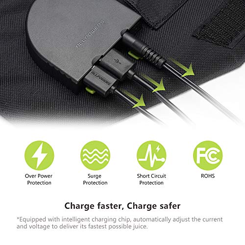 ALLPOWERS 100W Panel Solar Plegable Cargador Solar Portátil (USB Dual de 5V+Salida 18V CC) para Exteriores,Camping,Estación De Energía Portátil,Computadora Portátil,Automóvil de 12v,Barco,Senderismo