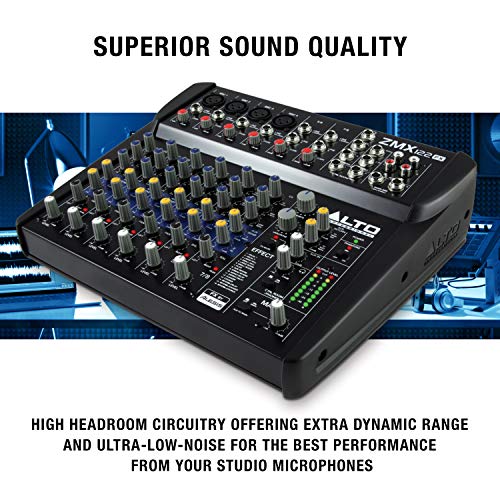 Alto Professional ZMX122FX - Mesa de mezclas compacta de 8 canales con efectos incorporados, cuatro entradas de micrófono XLR y dos entradas estéreo