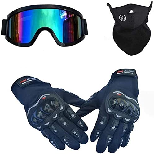 Amacigana® Juego de casco de motocross completo con gafas, guantes, máscara, casco de motocross, casco de cross, casco para niños y adultos, protección de seguridad (azul, L)