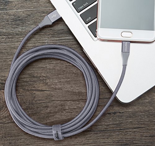 Amazon Basics – Cable USB 2.0 A a micro USB B con trenzado doble |3 m, Gris oscuro