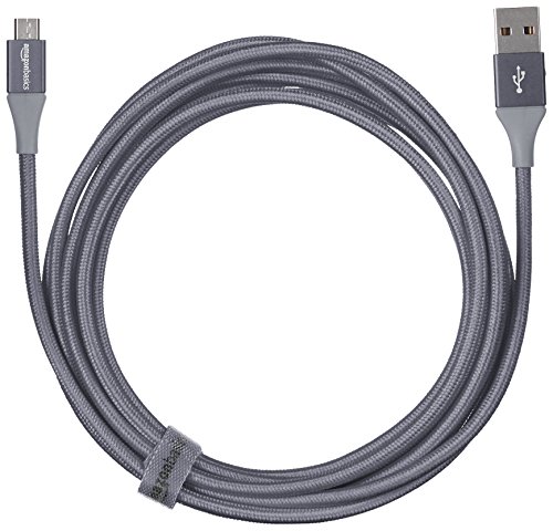 Amazon Basics – Cable USB 2.0 A a micro USB B con trenzado doble |3 m, Gris oscuro