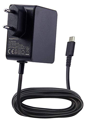 Amazon Basics - Cargador CA de doble voltaje, para Nintendo Switch (compatible con modo TV), negro