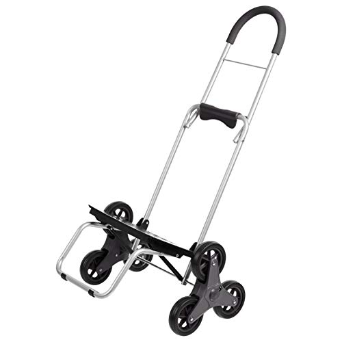 Amazon Basics – Carrito para la compra plegable que puede subir escaleras con plataforma de ruedas extraíble, mango de 96,5 cm de altura, negro
