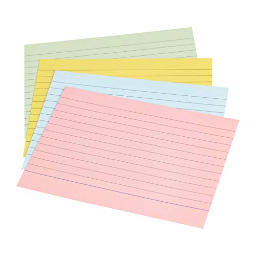Amazon Basics - fichas de cartulina con rayas, tamaño A6, Varios colores (Paquete de 200)
