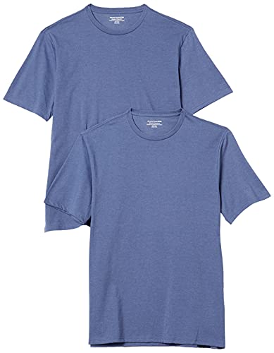 Amazon Essentials 2-Pack Short-Sleeve Crewneck T-Shirt Camiseta, Azul (navy heather), X-Small