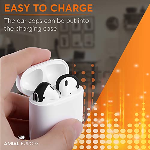 Amial Europe -- Almohadillas Compatibles con AirPods EarPods (3 Pares) Auriculares Accesorios de Silicona Ganchos de Goma Suave Flexible [Orejeras Protectoras Antideslizantes Deportivas] (Negro)