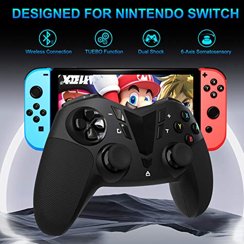 AmiiPad Controlador Inalámbrico Pro para Nintendo Switch / Lite - HD Rumble con Actuador Lineal - Cifras Amiibo de 800pcs Integradas en el Mando Pro