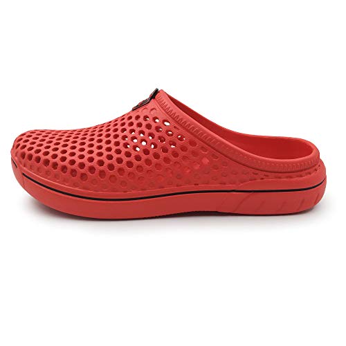 AMOJI Unisex Zuecos Zapatos de jardín Zapatillas de Hombre Zapatos de Goma de plástico Mujeres Señoras Caballeros Hombre Mujer Ligero Adulto AM1761 Rojo 37 EU