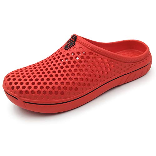 AMOJI Unisex Zuecos Zapatos de jardín Zapatillas de Hombre Zapatos de Goma de plástico Mujeres Señoras Caballeros Hombre Mujer Ligero Adulto AM1761 Rojo 37 EU