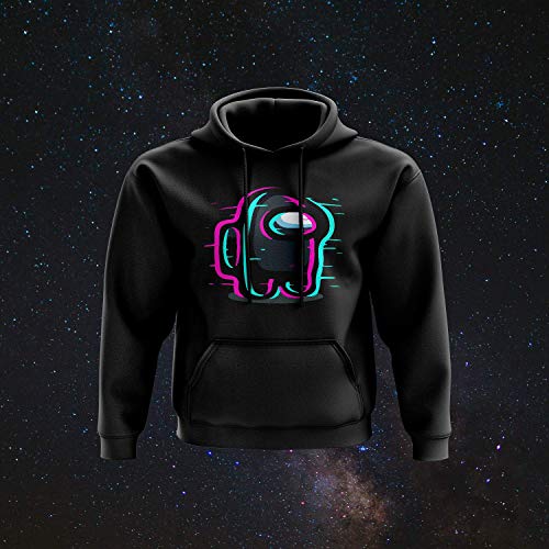 Among Us Glitch Sudadera con capucha para videojuegos, ropa impostor, ideas de regalo de doble puntada, detalles 80% algodón hilado en anillo, 20% poliéster, bolsillo tipo canguro