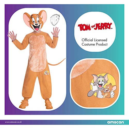 amscan 9906660 - Disfraz infantil de Tom & Jerry Mouse Warner Bros (para niños de 6 a 8 años), unisex, color marrón