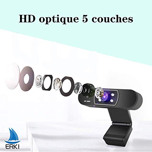 AMzon - Cámara web de 1080p 60 fps, Full HD 1080P, cámara web USB Streaming con gran angular, autodisparo para Skype, FaceTime, Hangouts, PC/Mac/Portátil/Tableta/Xbox One... HD 1080P