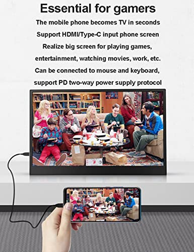 Anbayqg Monitor Portátil De 13,3 Pulgadas, 1920 × 1080 Pantalla Full HD IPS Pantalla De IPS con Mini HDMI Dual HDMI 72%