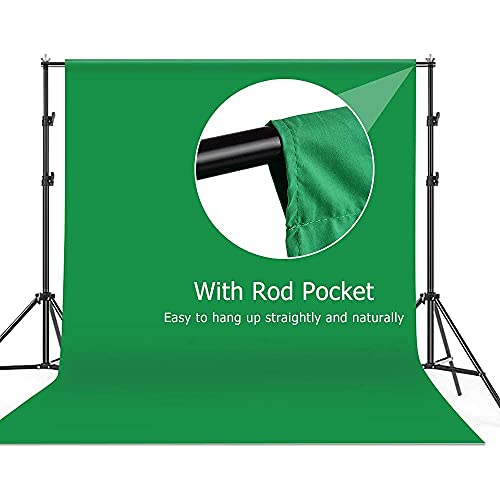 Andoer 6.5x9.8pie/ 2x3m Fondo Verde de Fotografía con Sistema de Soporte y 3 Abrazaderas, 1 Bolsa, Telón de Fondo para Estudio Fotográfico, Foto Conmemorativa, Grabación de Video