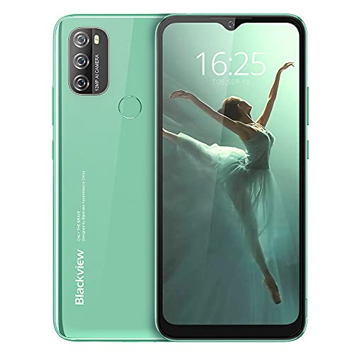 Android 11 Smartphone Libres, Blackview A70(E) Teléfono Móvil Octa-Core 3GB + 32GB Pantalla Waterdrop HD+ 6.517 '', Cámara Triple 13MP Movil Barato Batería 5380mAh Dual SIM 4G Face ID/GPS- Verde