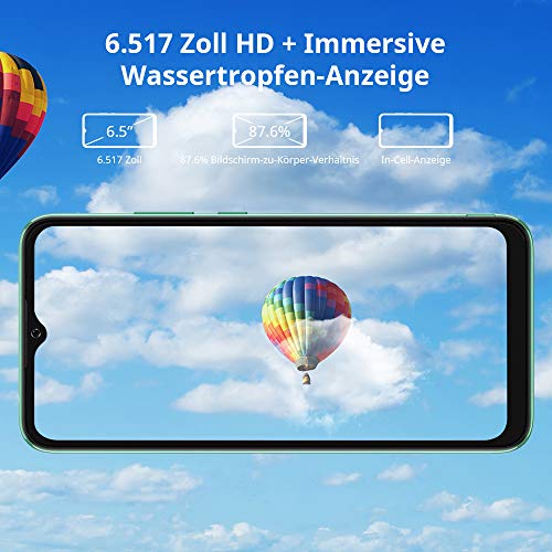 Android 11 Smartphone Libres, Blackview A70(E) Teléfono Móvil Octa-Core 3GB + 32GB Pantalla Waterdrop HD+ 6.517 '', Cámara Triple 13MP Movil Barato Batería 5380mAh Dual SIM 4G Face ID/GPS- Verde