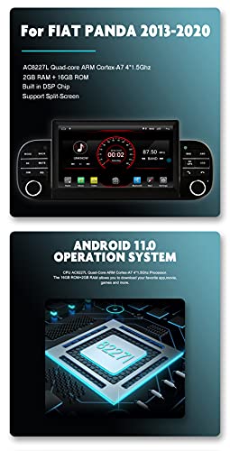 Android 11.0 Built-in Wired Carplay DSP Bluetooth Quad Core GPS Navigation Car DVD Player Multimedia For FIAT Panda 2013-2020 Vehicle Radio Head Unit