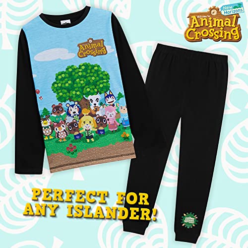 Animal Crossing Pijamas Niños, Pijama Dos Piezas De Manga Larga Y Corta, Merchandising para Niños Y Adolescentes De 5 A 14 Años (Negro, 11-12 años)