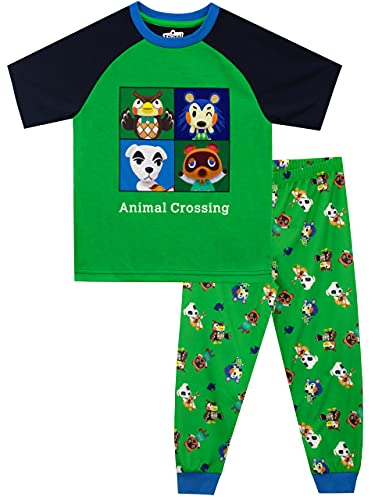 Animal Crossing Pijamas para Niños Verde 8-9 años