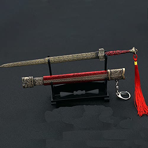 Anime Game Props Sword Keychain para Naraka: Bladepoint Dingqin, accesorio de cosplay, modelo de arma llavero de metal para amantes del anime, colección de fanáticos del anime