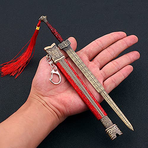 Anime Game Props Sword Keychain para Naraka: Bladepoint Dingqin, accesorio de cosplay, modelo de arma llavero de metal para amantes del anime, colección de fanáticos del anime