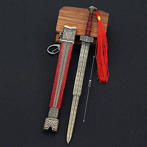 Anime Game Props Sword Keychain para Naraka: Bladepoint Dingqin, accesorio de cosplay, modelo de arma llavero de metal para amantes del anime, colección de fanáticos del anime