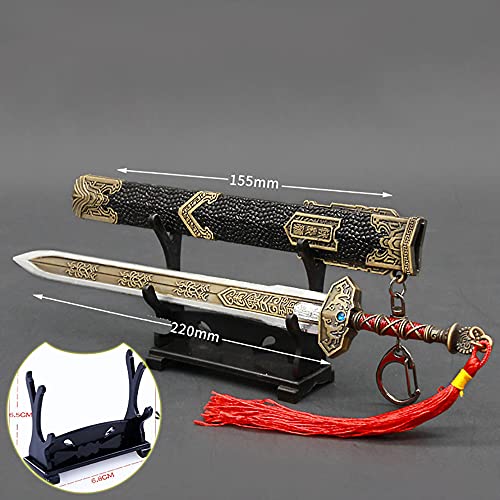 Anime Game Props Sword Keychain para Naraka: Bladepoint YITIAN, accesorio de cosplay, modelo de arma llavero de metal para amantes del anime, colección de fanáticos del anime