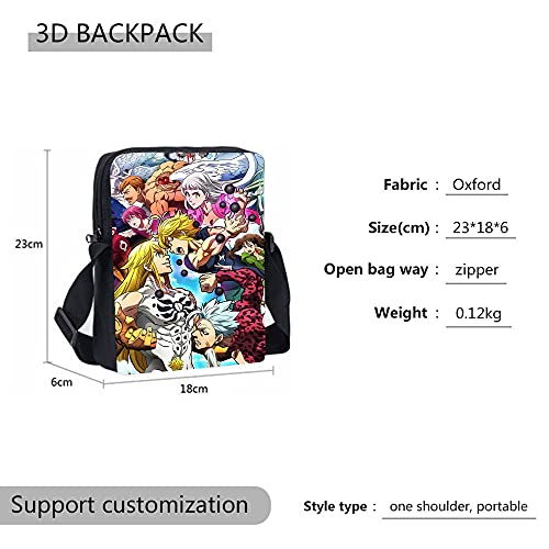 Anime The Seven Deadly Sins - Mochila escolar con estuche de almuerzo para niñas y niños de gran capacidad, resistente al agua, a, 30x40x13cm, Mochilas Daypack