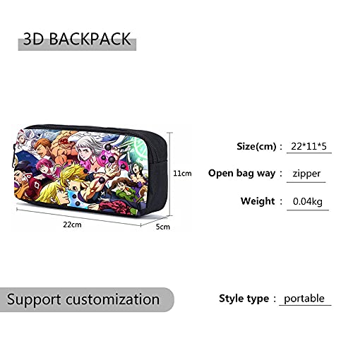 Anime The Seven Deadly Sins - Mochila escolar con estuche de almuerzo para niñas y niños de gran capacidad, resistente al agua, a, 30x40x13cm, Mochilas Daypack