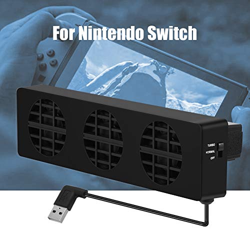 Annadue Radiador Profesional para Nintendo Switch NS, Enfriador USB Consola de Juegos de Tres Ventiladores Base de enfriamiento Soporte Duradero con Interruptor de Velocidad Ajustable (Negro)