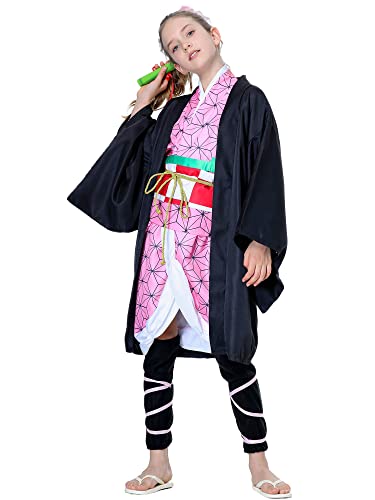 Antbutler Anime - Disfraz de mata de demonio para cosplay de Tanjirou Nezuko y Agatsuma Zenitsu para cosplay, disfraz de Halloween para niños y adultos (S)