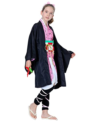 Antbutler Anime - Disfraz de mata de demonio para cosplay de Tanjirou Nezuko y Agatsuma Zenitsu para cosplay, disfraz de Halloween para niños y adultos (S)